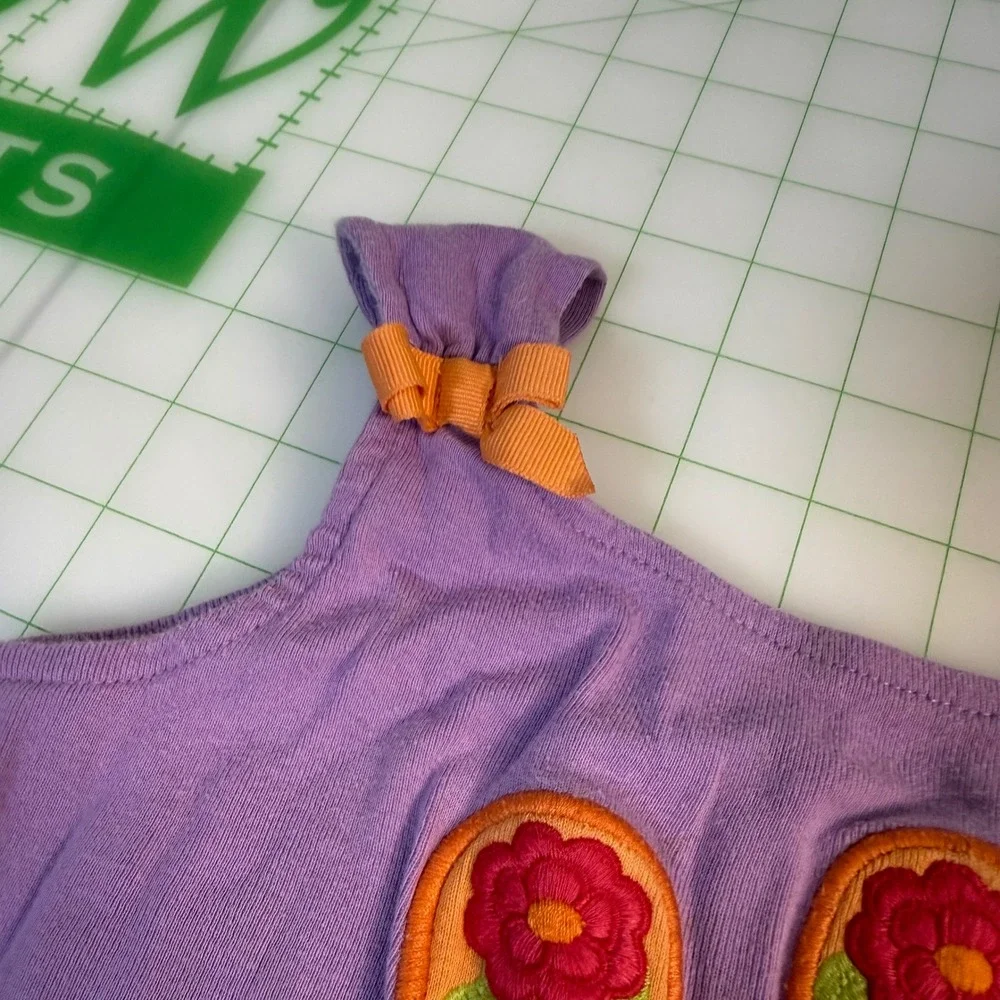 Y2K Gymboree Purple Tropical Bow Tank Top Girls Size 2T Summer Flip Flop